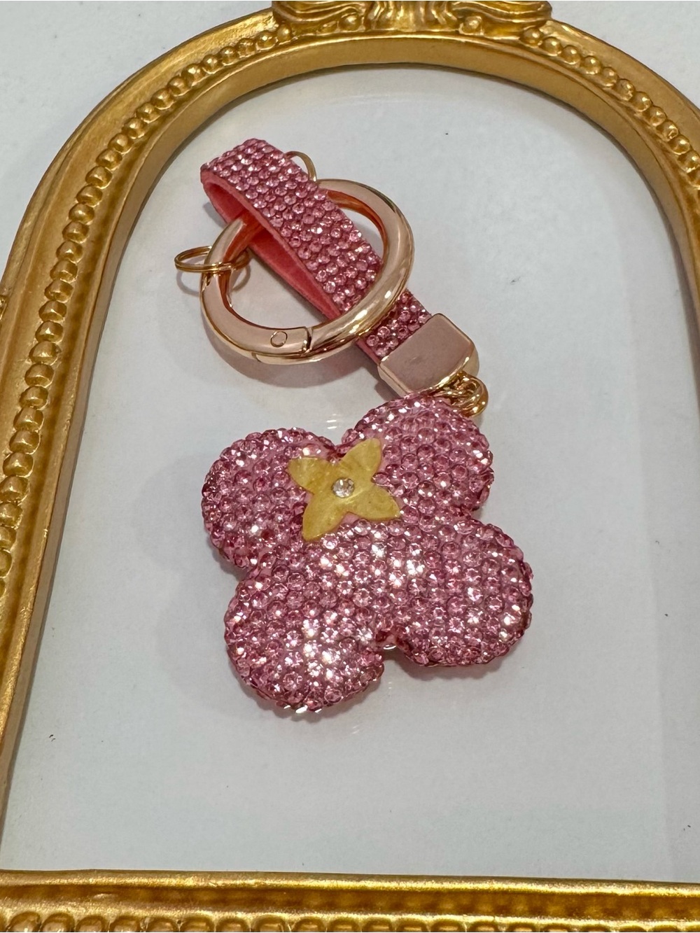 New Pink Metal Crystal Keychain